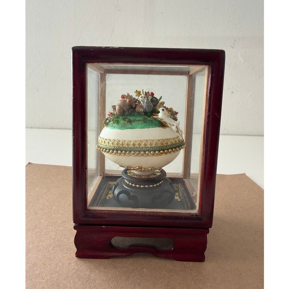 Handmade Real Egg Ornamental Decor Vintage Home Craft Easter Diorama Rare